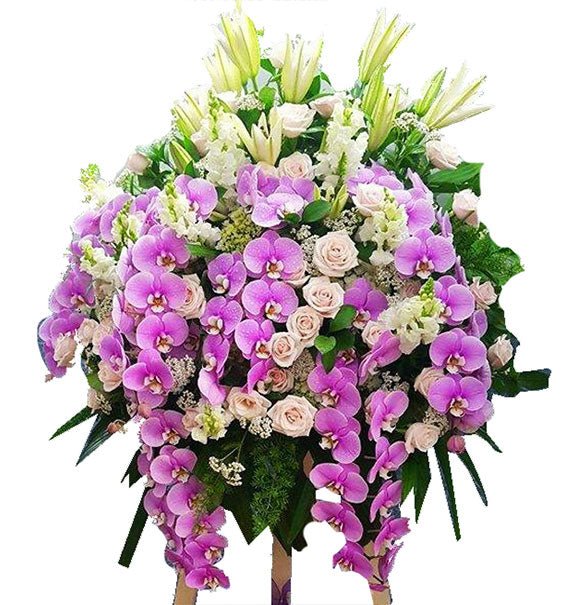 Kệ Hoa Chia Buồn Lan Hồ Điệp Tím