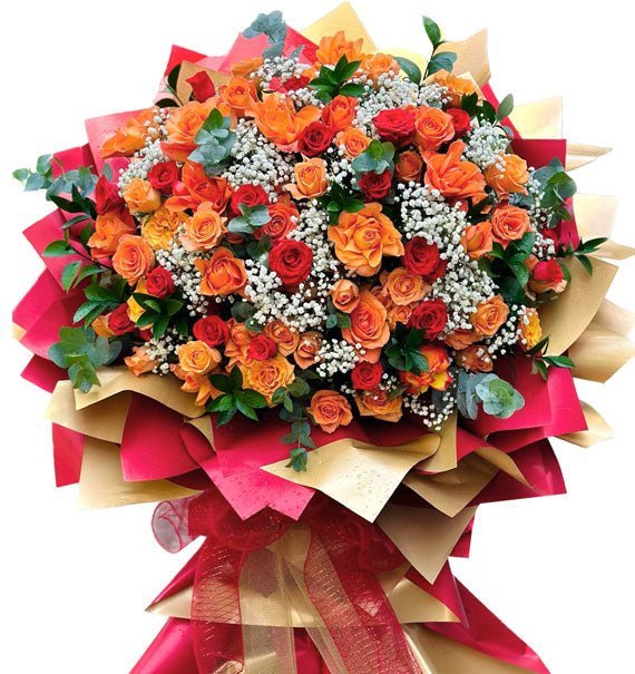 Kệ Hoa Hồng Đỏ & Cam