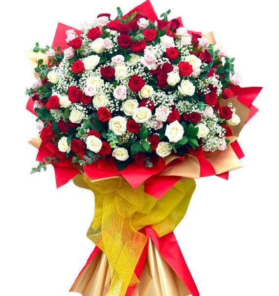 Kệ Hoa Hồng Đỏ & Dâu Kem