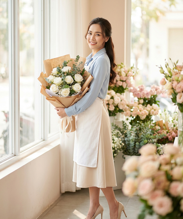 Bó Hoa Cưới Mẫu Đơn Hồng 1