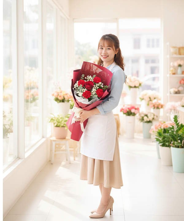Bó Hoa Gói Giấy Kraft Rustic 3