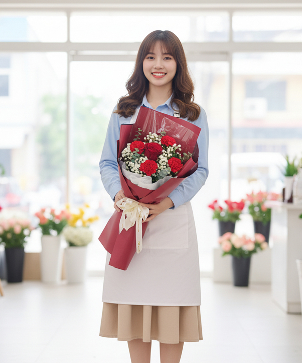 Bó Hoa Gói Giấy Kraft Rustic 4
